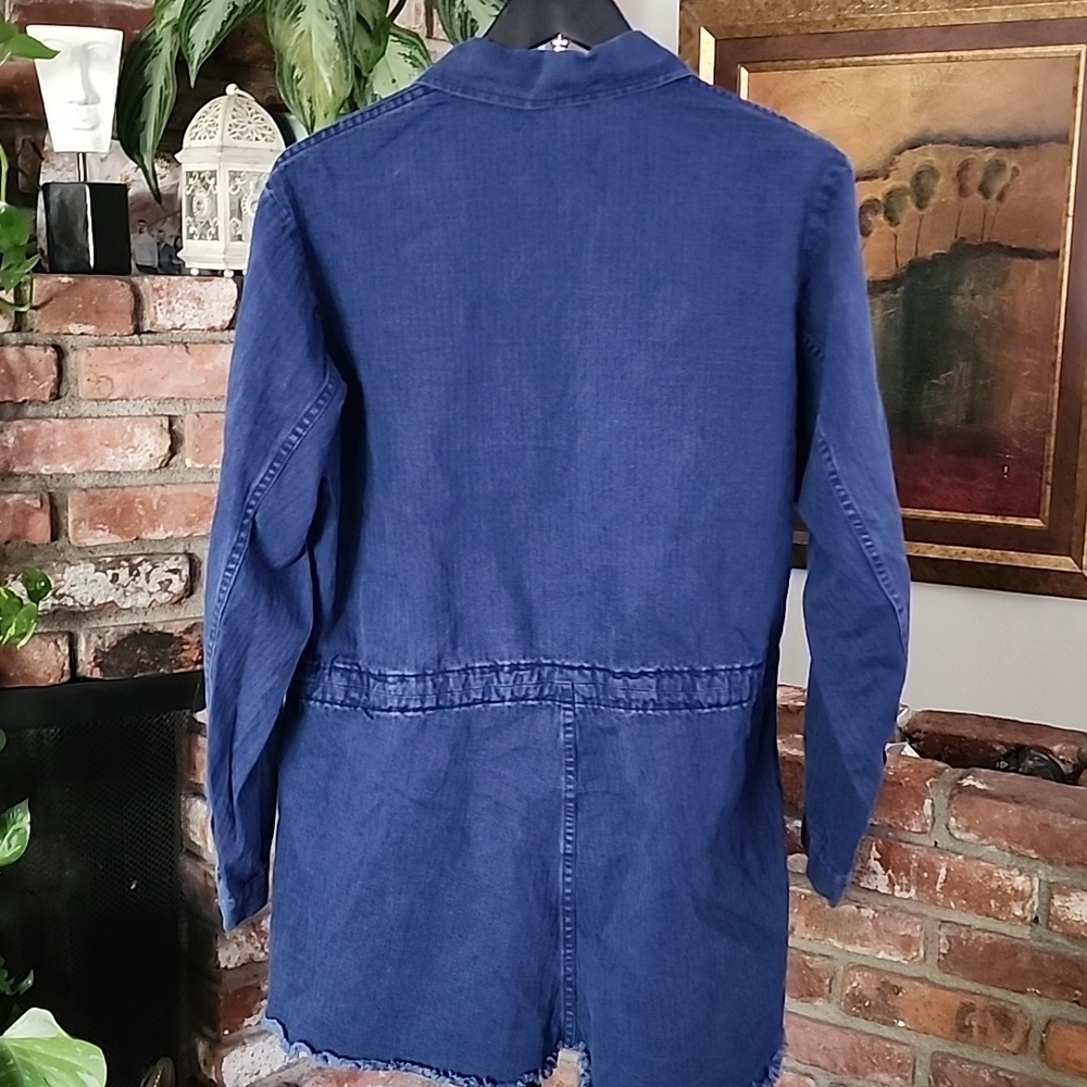 Reformation Chambray Utility Jacket Denim Overshirt Blue Workwear Button Front - Picture 10 of 13